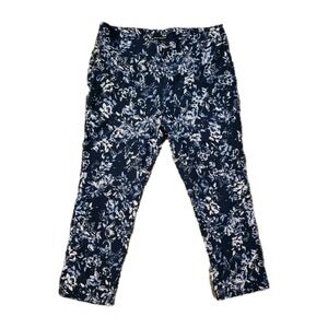 Counterparts Pants Women Size 18 Blue Floral Elastic Waist Pull On  Stretch